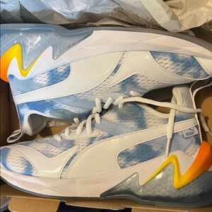 Puma men White, Blue, and Yellow Sneakers